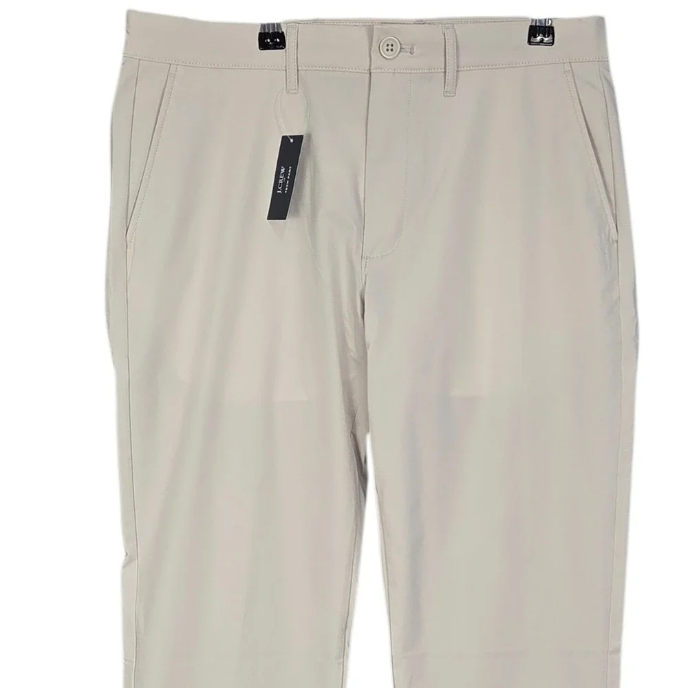 J Crew Tech Pant Mens 30x32 Stone Beige Straight Flex Stretch UPF 50+ CG391 NEW